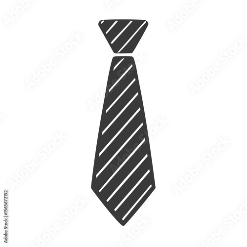 Gray striped necktie on black background, formal fashion item for men