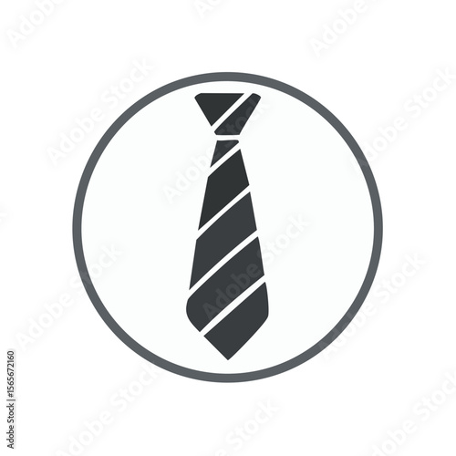 Necktie Icon inside Circle, Professional, Formal Wear, Business, Fashion Graphic