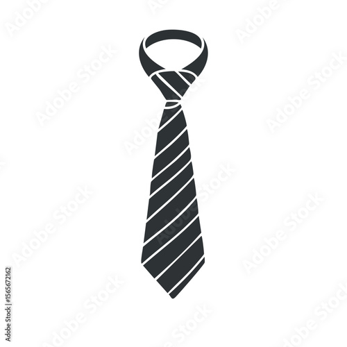 Isolated Gray Striped Tie on Black Background for Business and Formal Wear