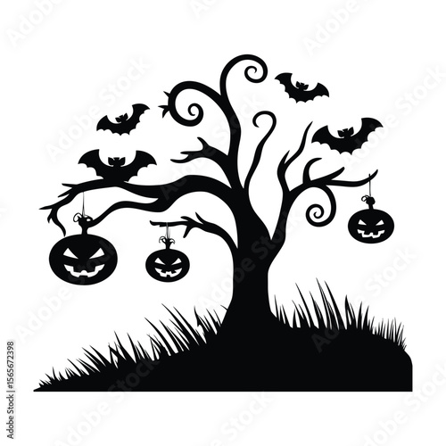 The Tree That Watches – Scary Halloween Vector Element