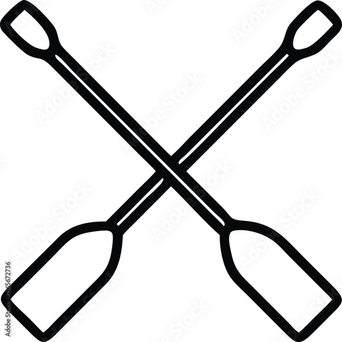 Simple line art of crossed boat paddles, kayak paddles illustration