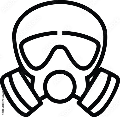 Simple line art of gas mask icon for hazard protection and safety measures