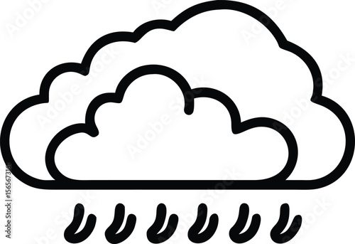 Simple line art of rain cloud with raindrops falling weather icon