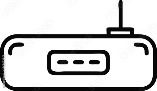Simple Line Art Router Illustration with Antenna and Status Lights Indicator