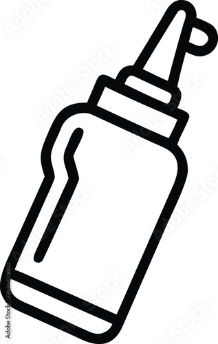 Simple line drawing of sauce bottle icon perfect for packaging design
