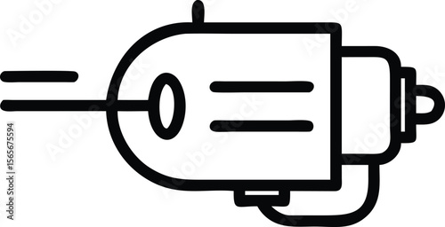 Simple outline drawing of vintage electrical generator and power supply parts