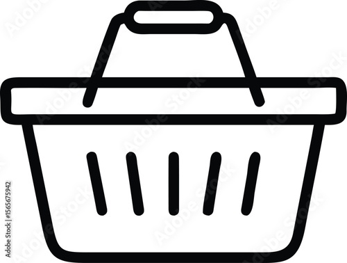Simple outline icon of shopping basket or market cart illustration
