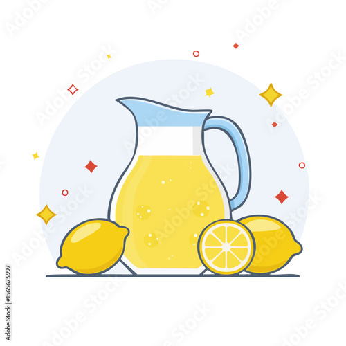 Pitcher of lemonade Isolated on a Transprent Background 