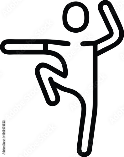 Simple Outline Illustration of a Person in a Martial Arts Kicking Pose