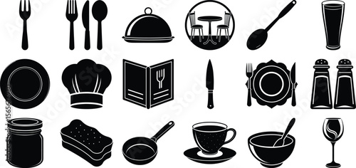 Restaurant icons isolated on transparent background