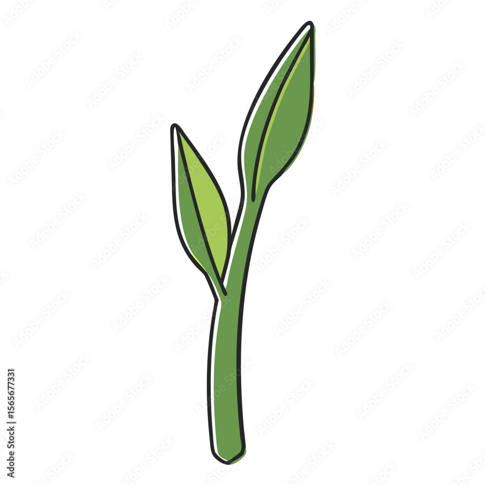 Obraz premium Vibrant tarragon sprout icon in playful hand drawn style for herb-themed design projects