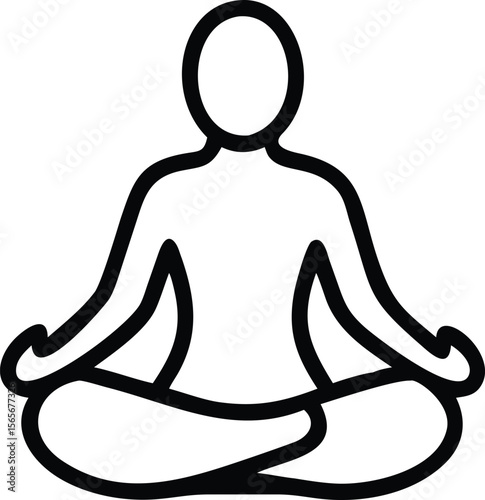 Simple outline of a person in lotus position for yoga and meditation