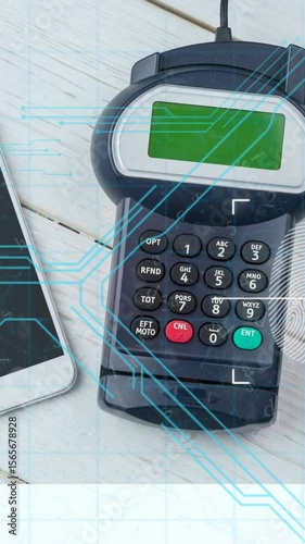 Animation of integrated circuit over smartphone and payment terminal