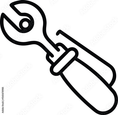 Spanner with a handle in outline style for construction or repair projects