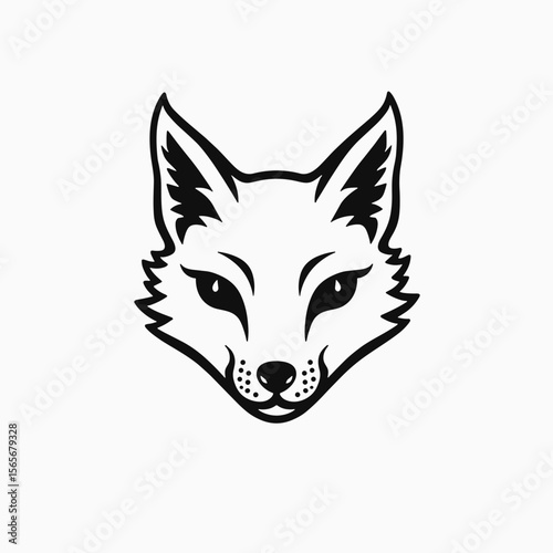 Stylized fox head illustration in minimalist black and white design  