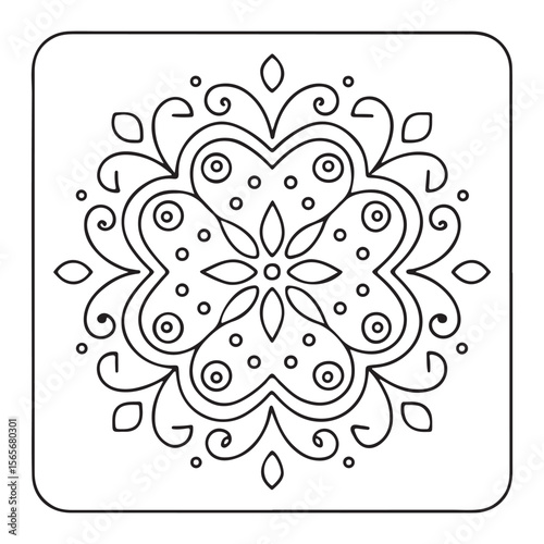 e: Floral Mandala Coloring Page – Black and White Line Art for Adults and Kids, Mandala Coloring Pages For Adults, Black & White, Line Art, Illustration, Vector Art, Coloring Pages, Coloring Book
