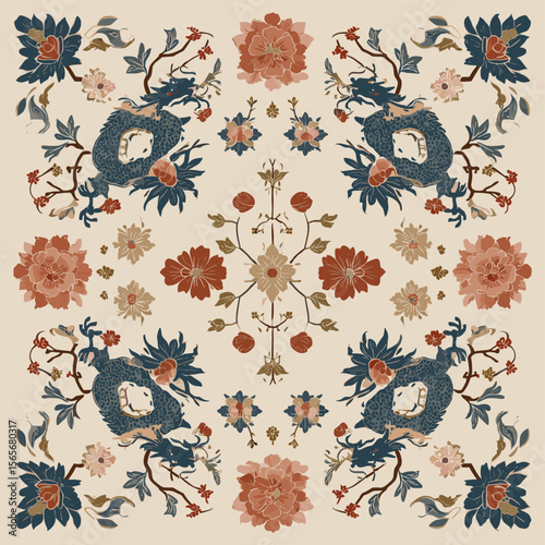 Korean Royal Embroidery & Floral Motifs – Symmetric Traditional Pattern Set