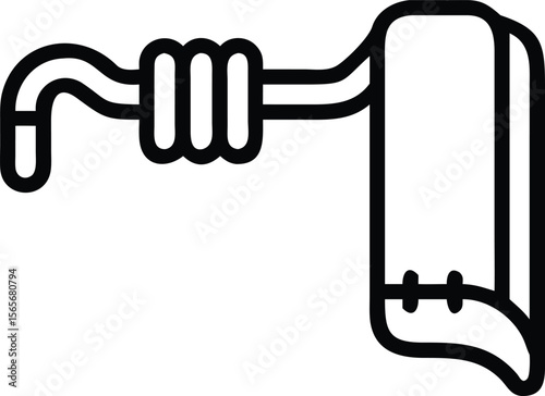 Towel hanging on a heated rail in a minimal line art style
