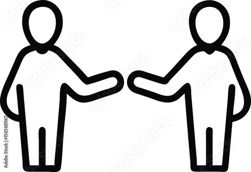 Two minimalistic stick figures offering a highfive or greeting each other in line art