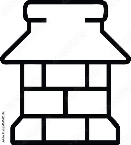 Well simple icon water source in minimalist outline style drawing