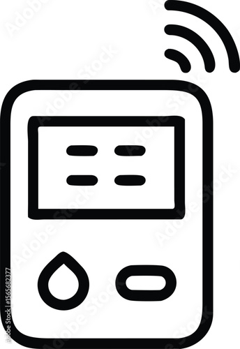 Wireless glucose meter outline icon for medical and health apps