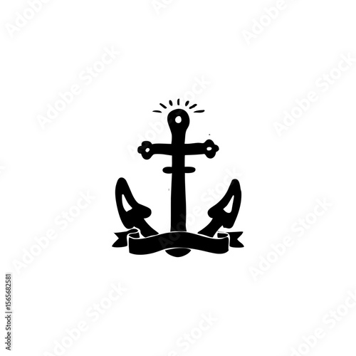 black vector anchor logo