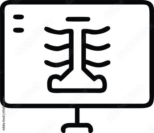 Xray on screen in line art style with stand for clinic