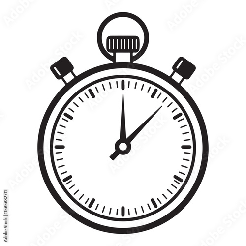 A Classic Stopwatch Illustration Timeless Reminder of Speed Measurement and Athletic Performance in Black and White Minimalist Design