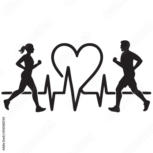 Heart Health and Fitness a Symbolic Representation of Exercise and Well Being for a Healthy Lifestyle with ECG Design