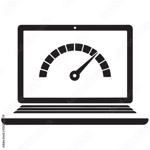 Laptop Speedometer Display A Graphic Representation of Processing Power and Efficiency in a Digital Device for Enhanced Performance