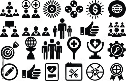 gender equality, community teamwork, diversity and collaboration Icon set, inclusion, partnership, human connection, justice, and unity for social issues, human rights, equality, gender roles, 