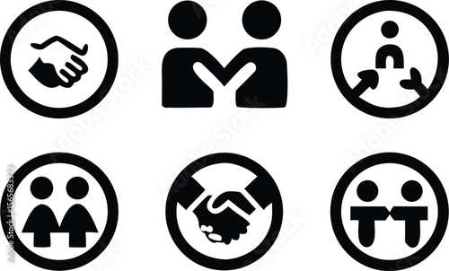 gender equality, community teamwork, diversity and collaboration Icon set, inclusion, partnership, human connection, justice, and unity for social issues, human rights, equality, gender roles, 
