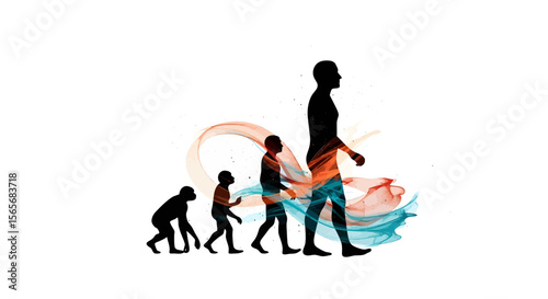 Human Evolution A Journey Through Time, From Primate to Modern Man - An Artistic Representation