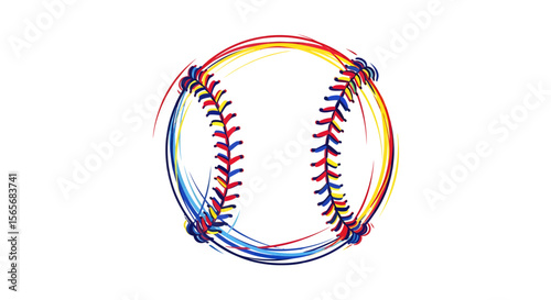 Dynamic Baseball Graphic Colorful Abstract Design of a Baseball Ball