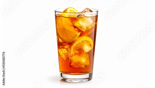 Wallpaper Mural A glass of lemon iced tea isolated on a white background. Torontodigital.ca