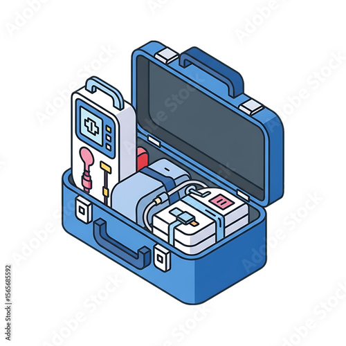 Portable diagnostic medical kit for emergency situations.