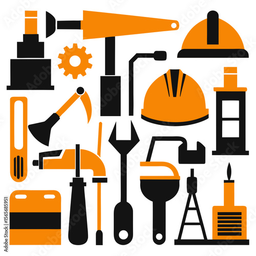 Perfect Vector Collection Of Construction Tools Silhouettes For Use Graphics Websites And Apps Designs On White Background