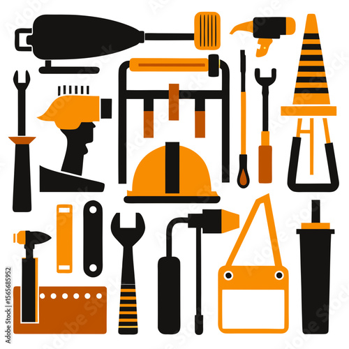 Perfect Vector Collection Of Construction Tools Silhouettes For Use Graphics Websites And Apps Designs On White Background