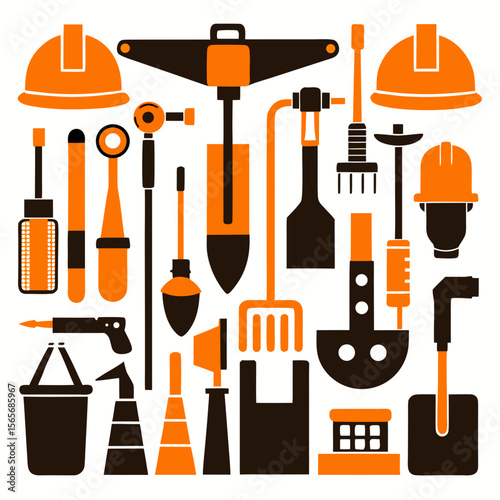 Perfect Vector Collection Of Construction Tools Silhouettes For Use Graphics Websites And Apps Designs On White Background