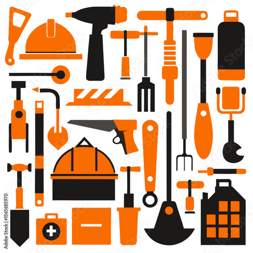 Perfect Vector Collection Of Construction Tools Silhouettes For Use Graphics Websites And Apps Designs On White Background