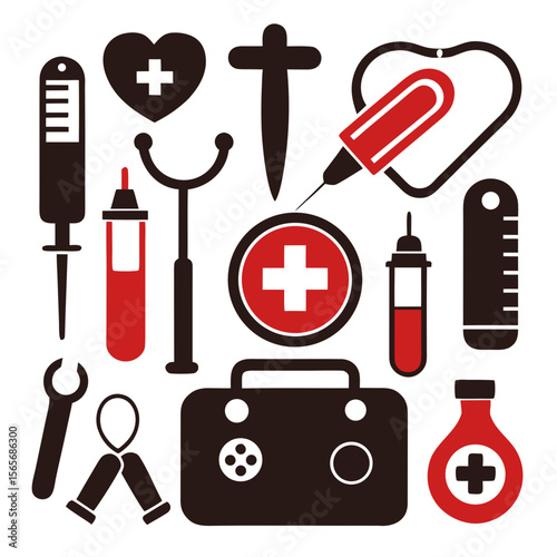 Perfect Vector Collection Of Medical Tools Silhouettes For Use Graphics Websites And Apps Designs On White Background