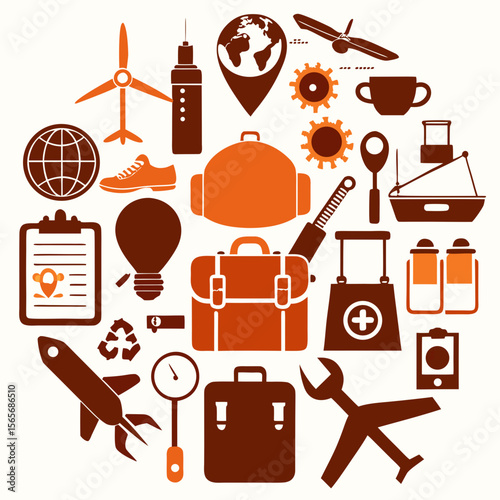 Perfect Vector Collection Of Travel Tools Silhouettes For Use Graphics Websites And Apps Designs On White Background