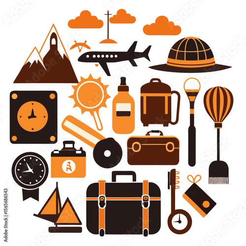 Perfect Vector Collection Of Travel Tools Silhouettes For Use Graphics Websites And Apps Designs On White Background