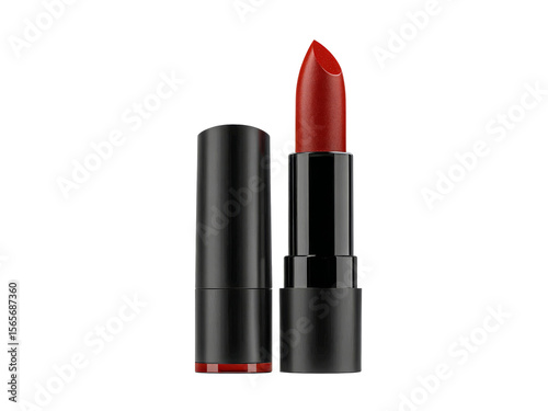 Classic red lipstick beauty product elegant makeup cosmetic tube, Isolated On Transparent Background, Png