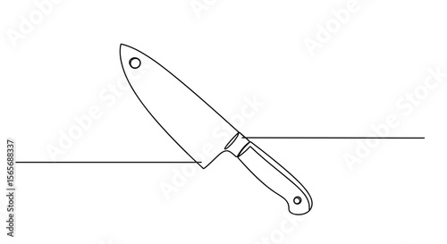 Cutting knife on a kitchen countertop