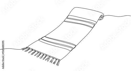 Line art of a rolled blanket on a surface