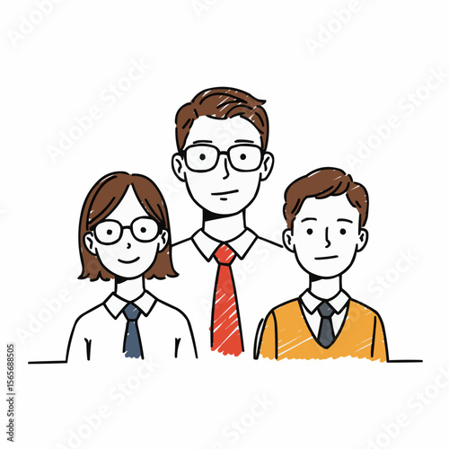 Three colleagues standing together in smart casual attire  