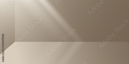 Background Beige Wall Studio Room with Light,Shadow on Table,Light Brown Backdrop for Spring,Summer product presentation,Empty 3D Display Room with Stand Concept for Web Banner in Autumn,Fall Season