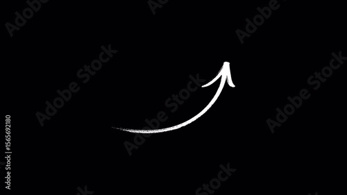 Hand-drawn marker Arrow animation on a transparent background, Hand-drawn arrow animation.