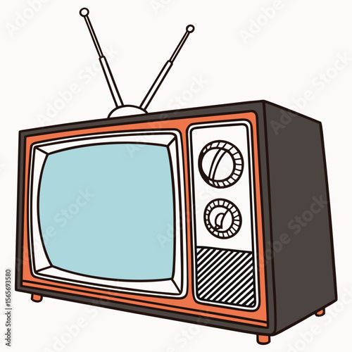  Retro Cartoon Television Set with Antenna